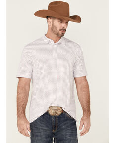 Ariat Men's White All-Over Geo Print TEK Short Sleeve Polo Shirt , White, hi-res
