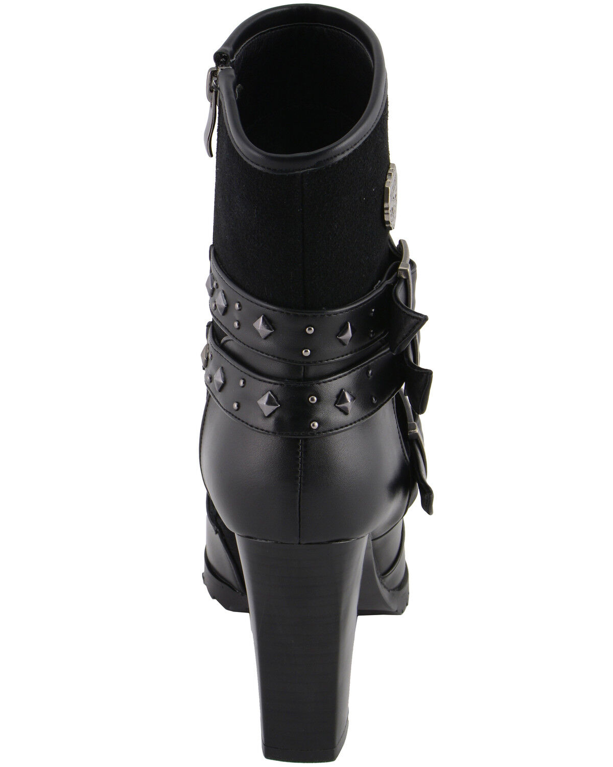 Image #7 - Milwaukee Leather Women's Block Heel Triple Strap Riding Boots - Round Toe, Black, hi-res