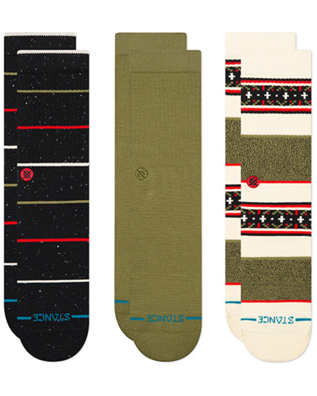 Stance Men's Greetings Crew Socks - 3 Pack, Black, hi-res
