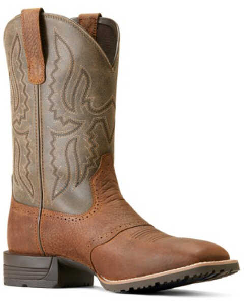 Image #1 - Ariat Men's Hybrid Ranchway Performance Western Boots - Broad Square Toe, Brown, hi-res