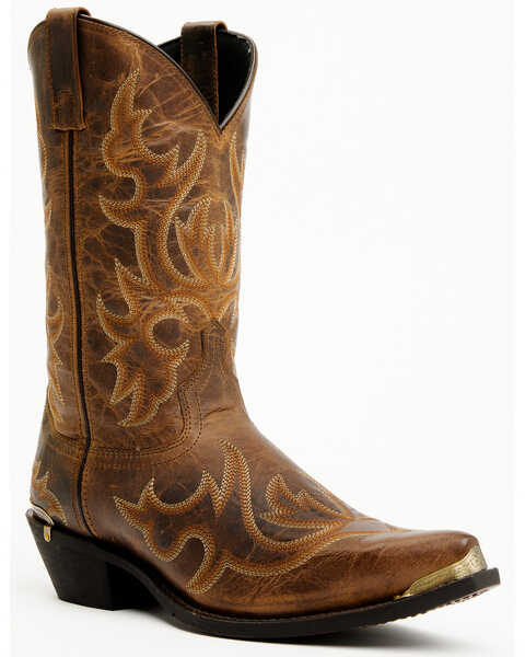 Laredo Men's 12" Fancy Stitch Western Boots - Snip Toe , Tan, hi-res