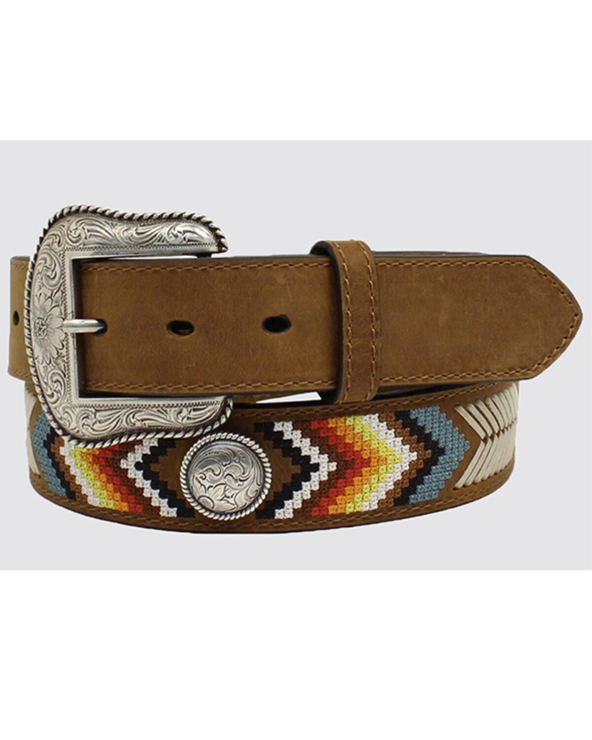 Image #1 - Nocona Men's Southwestern Embroidered Belt, Brown, hi-res