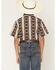 Image #4 - Wrangler Boys' Checotah Southwestern Striped Short Sleeve Pearl Snap Western Shirt, Brown, hi-res