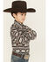 Image #2 - Roper Boys' Southwestern Striped Long Sleeve Snap Western Shirt, Black, hi-res
