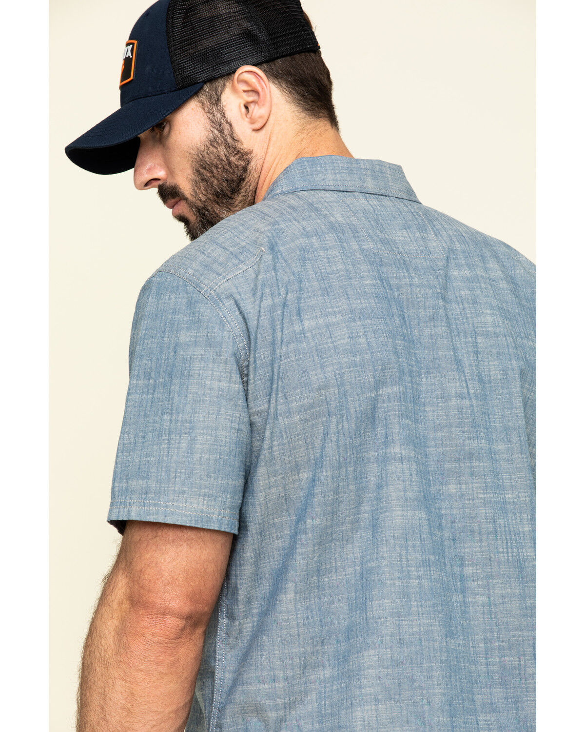 Image #5 - Hawx Men's Rancho Chambray Solid Short Sleeve Work Shirt, Blue, hi-res