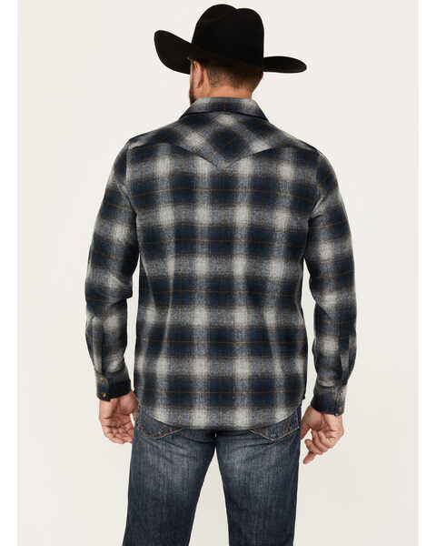 Image #4 - Pendleton Men's Canyon Ombre Plaid Print Long Sleeve Snap Western Shirt, Dark Blue, hi-res