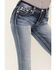 Miss Me Women's Medium Wash Mid Rise Floral Sequins Bootcut Jeans, Medium Blue, hi-res