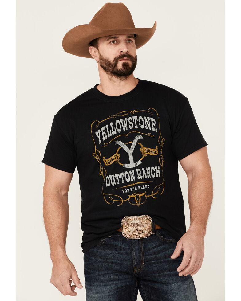Changes Men's Yellowstone For The Brand Label Graphic Short Sleeve T-Shirt , Black, hi-res