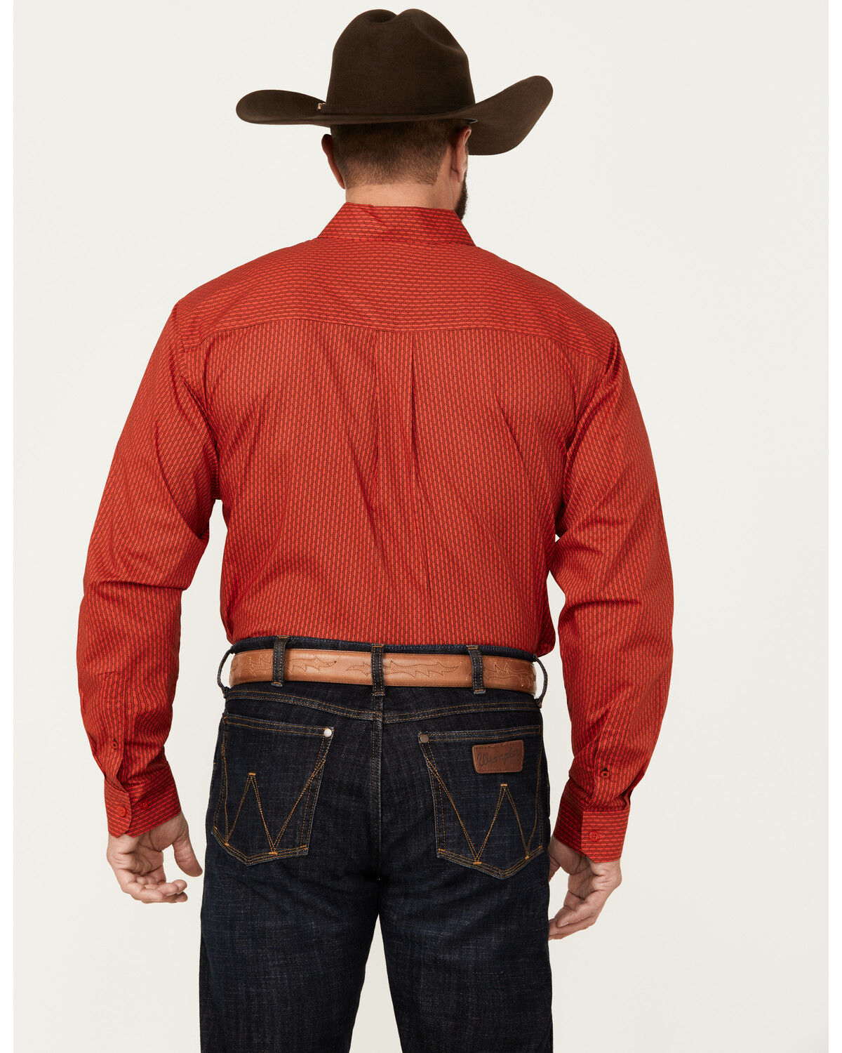 Image #4 - Cinch Men's Geo Print Long Sleeve Button-Down Stretch Western Shirt, Red, hi-res