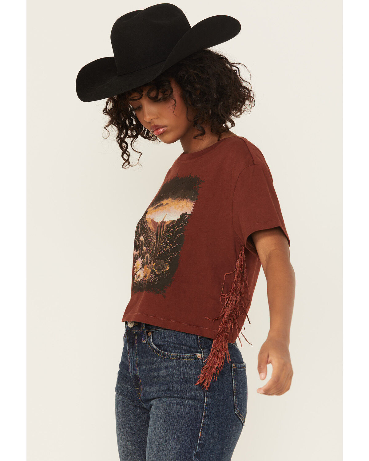 Image #2 - Shyanne Women's Fringe Scenic Short Sleeve Graphic Tee, Mahogany, hi-res
