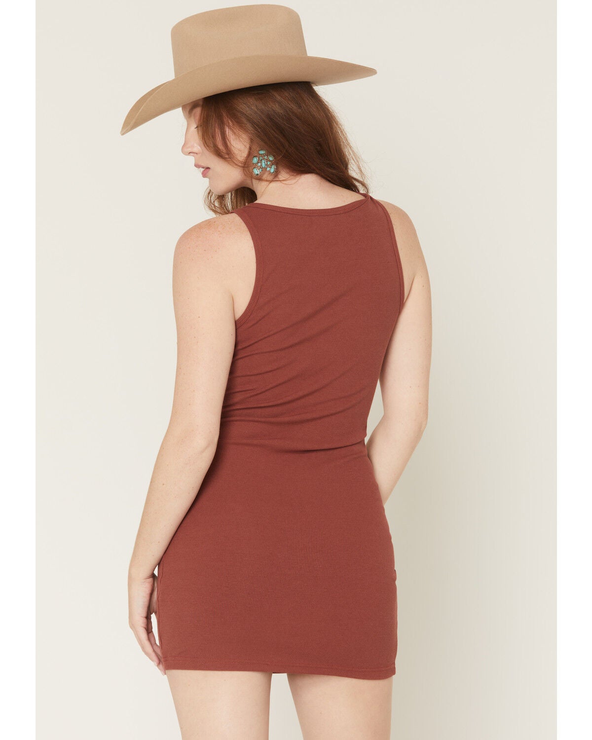 Image #4 - Rock & Roll Denim Women's Sleeveless Buckle Strap Mini Dress, Rust Copper, hi-res