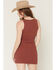 Image #4 - Rock & Roll Denim Women's Sleeveless Buckle Strap Mini Dress, Rust Copper, hi-res