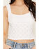 Image #3 - Ash & Violet Women's Solid Eyelet Sleeveless Tank Top, White, hi-res