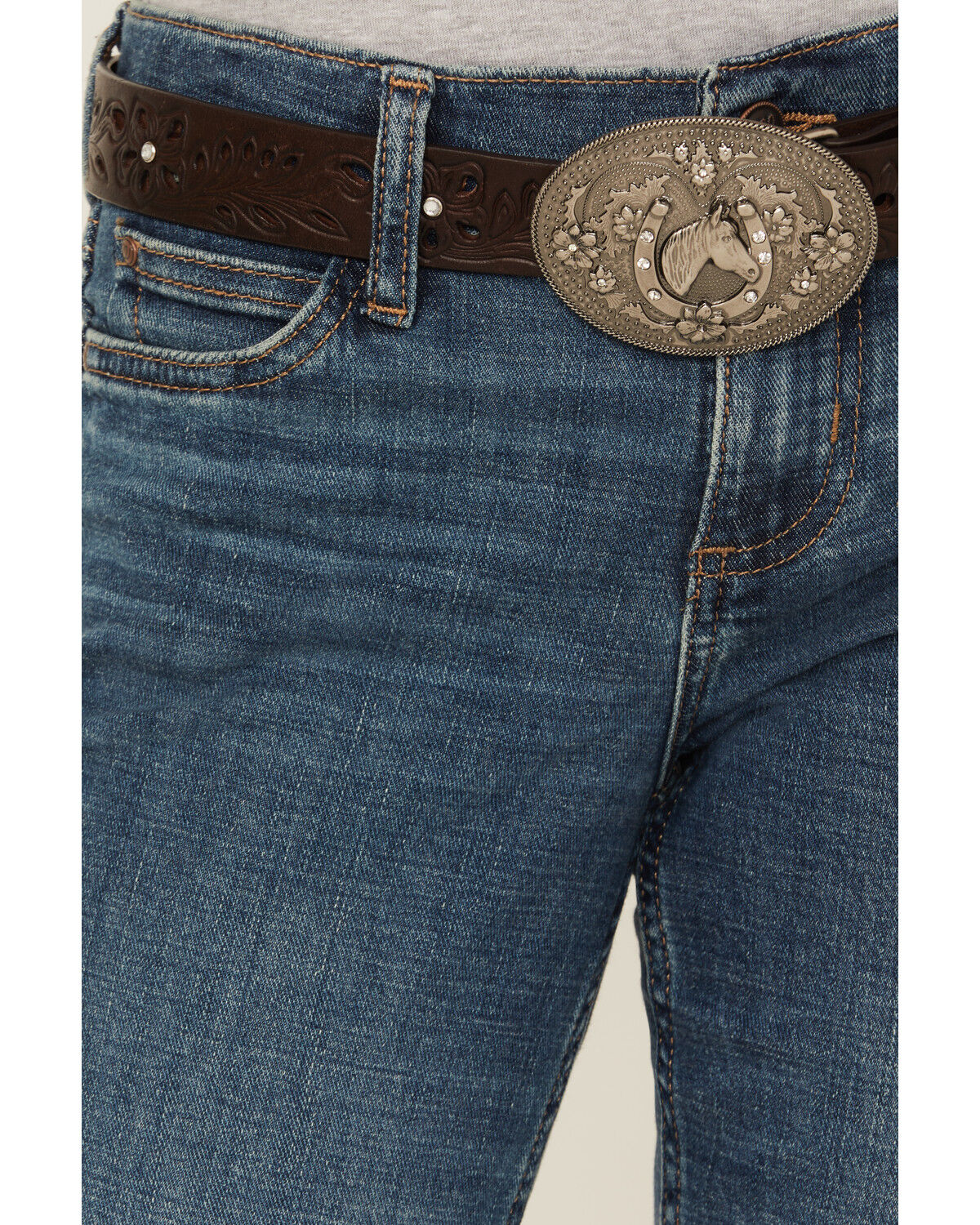 Image #2 - Wrangler Girls' Bootcut Stretch Denim Jeans, Blue, hi-res