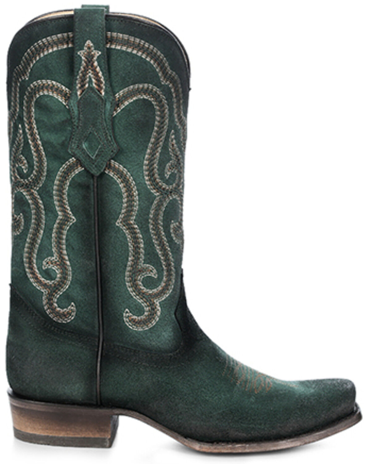 Image #2 - Corral Men's Roughout Embroidered Western Boots - Square Toe, Dark Green, hi-res