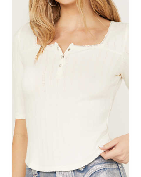 Image #3 - Idyllwind Women's Lucy Square Neck Henley Shirt, Ivory, hi-res