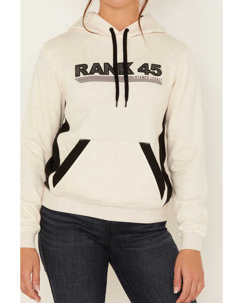 Image #3 - RANK 45® Women's Logo Embroidered Graphic Contrast Hoodie, Oatmeal, hi-res