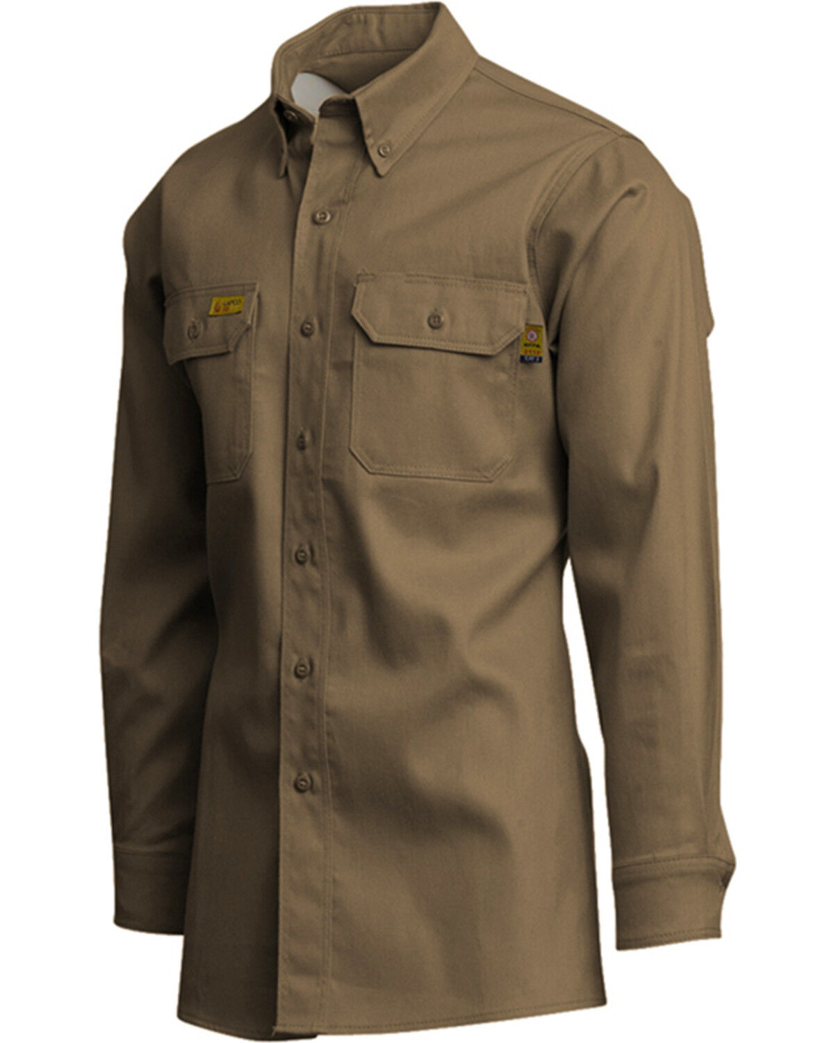 Image #4 - Lapco Men's Solid FR Long Sleeve Button Down Uniform Work Shirt, Beige/khaki, hi-res