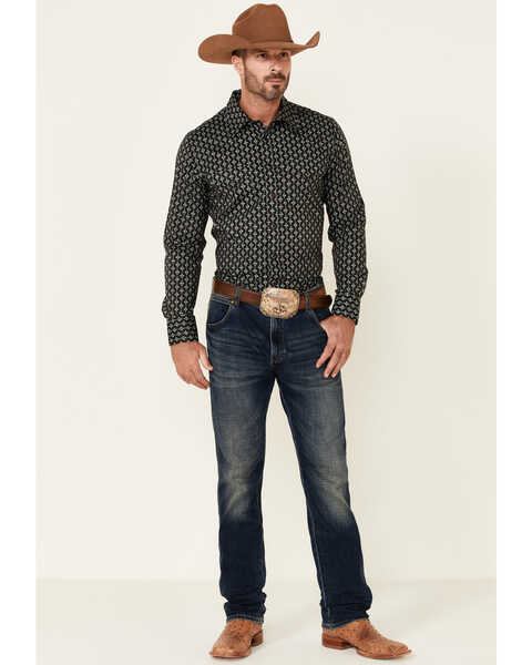 Image #2 - Rock & Roll Denim Men's Brown Southwestern Geo Print Long Sleeve Snap Western Shirt , Brown, hi-res