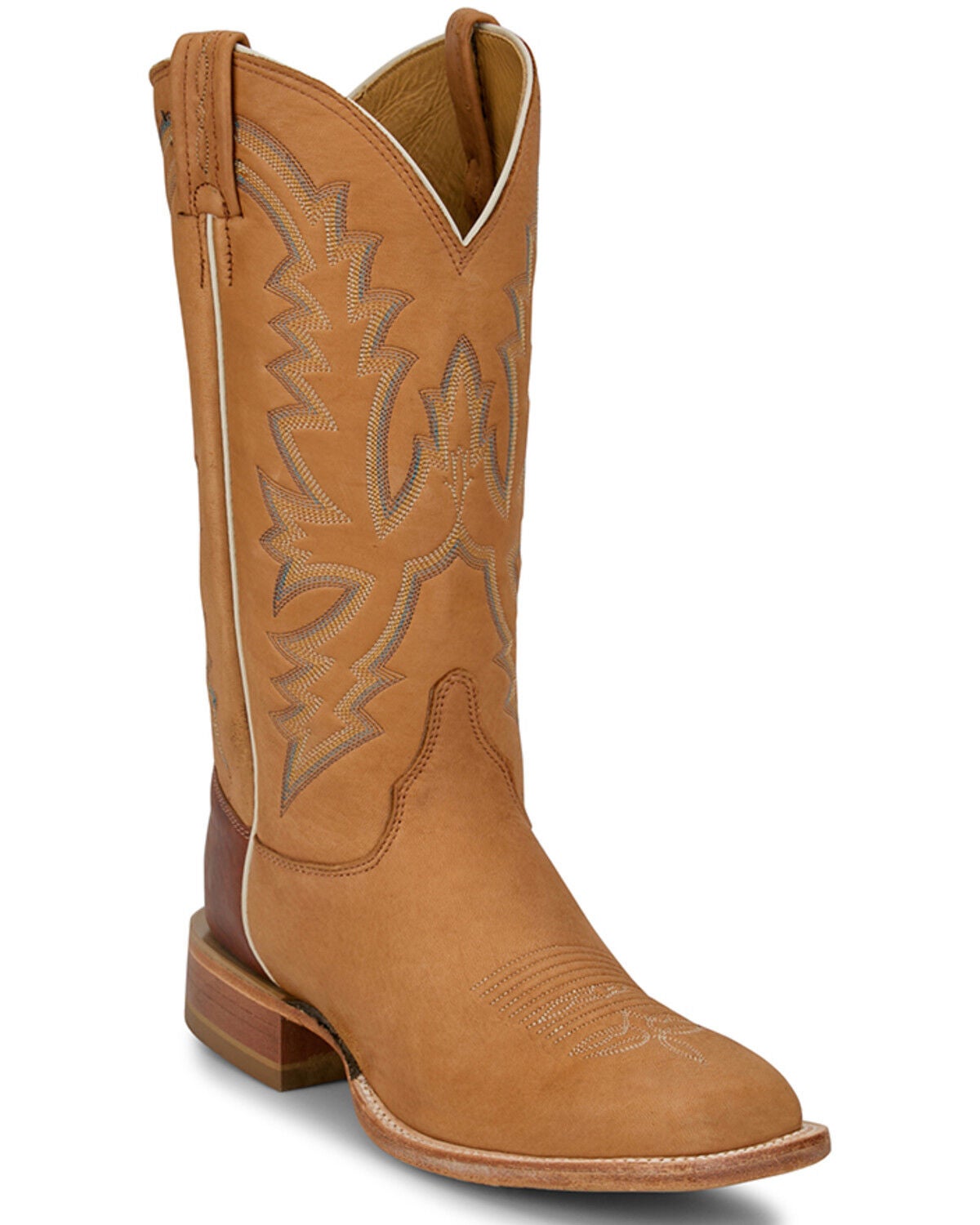 Justin Men's Boston Deerskin Tall Western Boots - Square Toe, Cognac, hi-res
