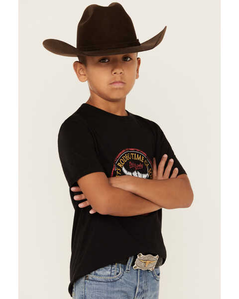 Image #2 - Rock & Roll Denim Boys' Dale Brisby Chute Yeah Steer Head Short Sleeve Graphic T-Shirt, Black, hi-res