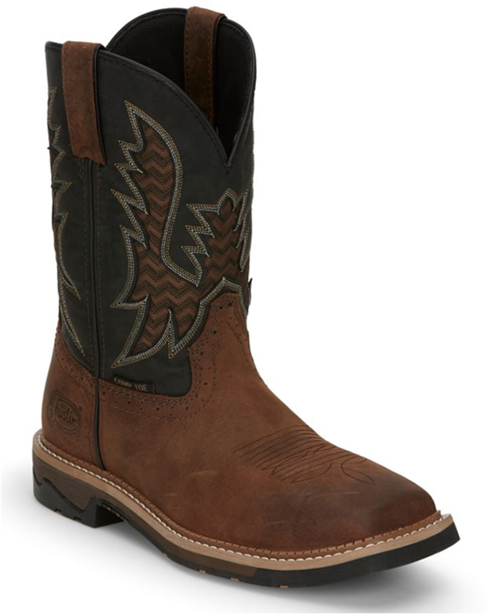 Justin Men s Stampede Bolt Pull On Western Work Boots Nano Composite Toe Sheplers