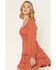 Image #2 - Ash & Violet Women's Boot Barn Exclusive Solid Bow Long Sleeve Mini Dress, Rust Copper, hi-res