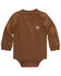 Image #1 - Carhartt Infant Boys' Logo Pocket Long Sleeve Onesie, Medium Brown, hi-res