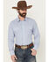 Image #1 - Wrangler Men's Striped Print Long Sleeve Snap Stretch Western Print - Big, Blue, hi-res