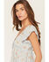 Image #2 - Wild Moss Women's Floral Print Hanky Hem Short Sleeve Top, Light Blue, hi-res