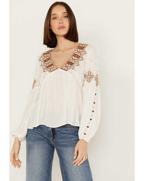 Image #2 - Shyanne Women's Embroidered Boho Top, White, hi-res