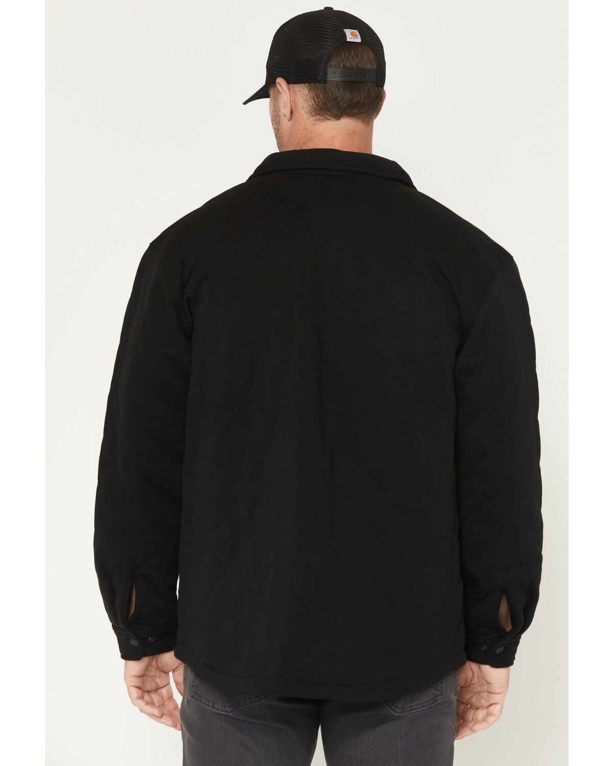 Image #4 - Carhartt Men's Rain Defender&reg; Loose Fit Heavyweight Quilted Snap Front Shirt Jacket, Black, hi-res
