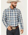 Image #1 - Cody James Men's Howdy Duty Plaid Print Long Sleeve Button-Down Western Shirt - Tall, Blue, hi-res