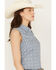 Ely Walker Women's Medallion Print Sleeveless Pearl Snap Western Shirt, Blue, hi-res