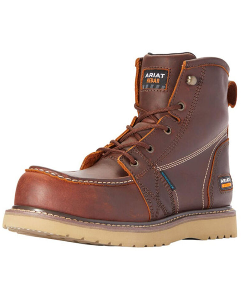 Ariat Men's Rebar Wedge Waterproof Work Boots - Composite Toe, Brown, hi-res