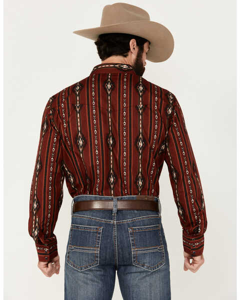 Image #4 - Wrangler Men's Southwestern Print Long Sleeve Snap Western Shirt, Red, hi-res