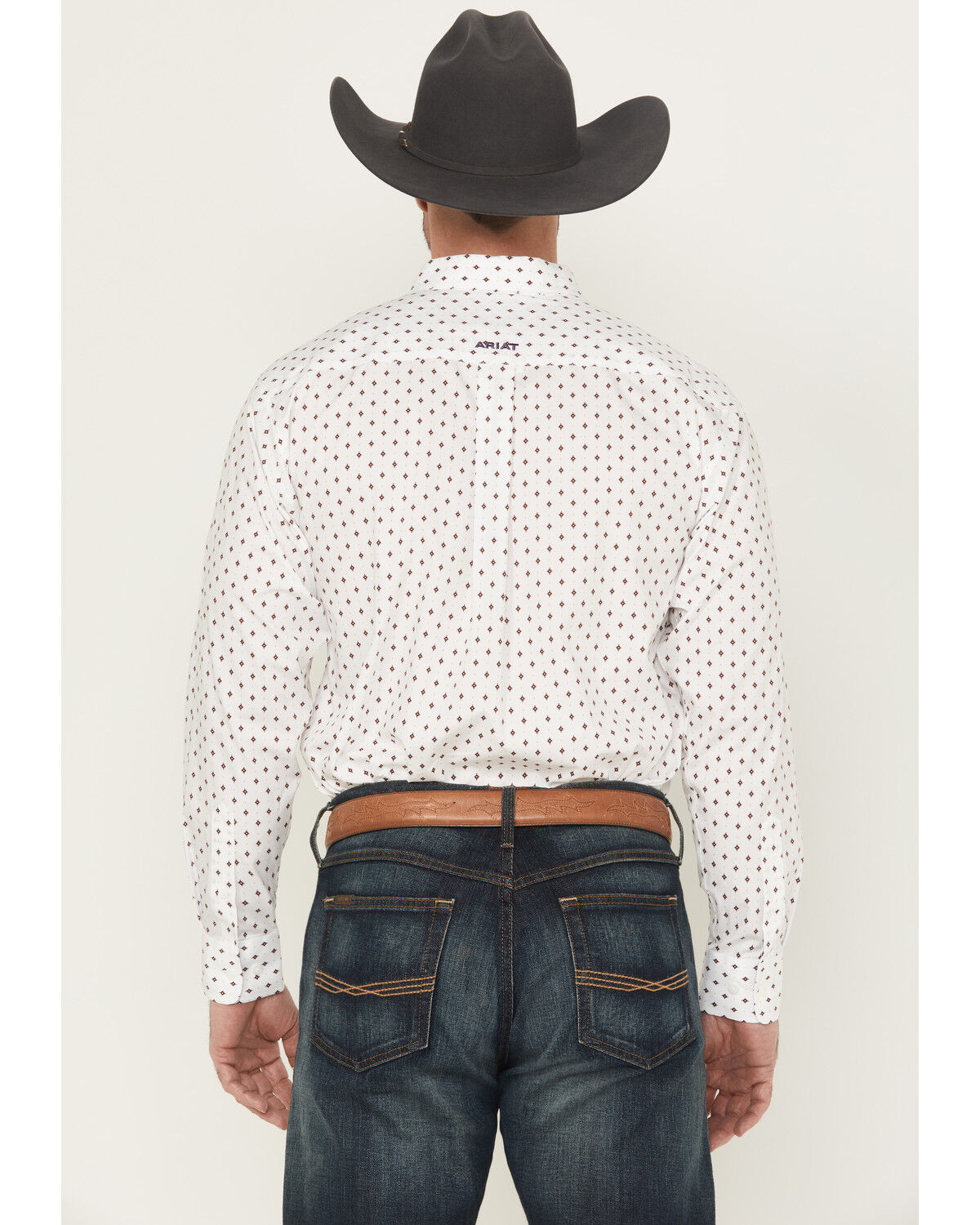Image #4 - Ariat Men's Ross Wrinkle Free Geo Print Long Sleeve Button-Down Western Shirt, White, hi-res