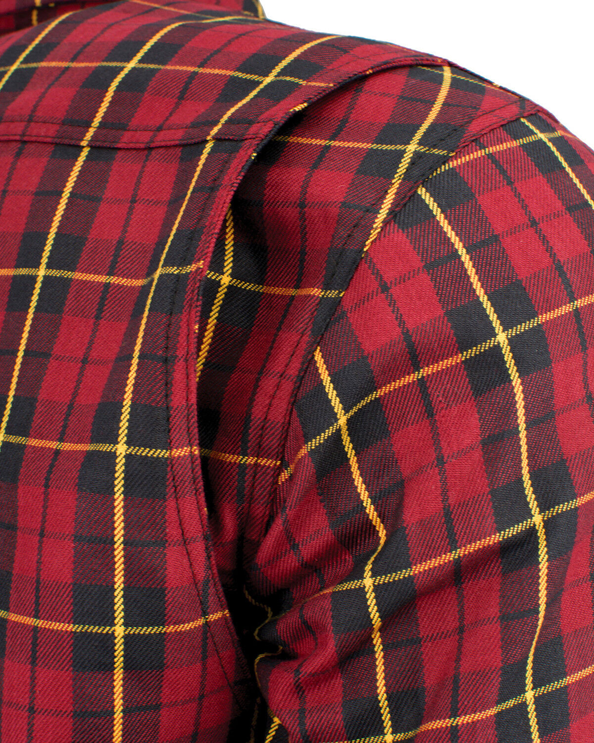 Image #5 - Milwaukee Performance Men's Aramid Reinforced Checkered Flannel Biker Shirt - Big & Tall, Black/red, hi-res