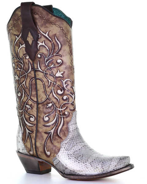 Corral Women's Triad Exotic Snake Skin Western Boots - Snip Toe, Natural, hi-res