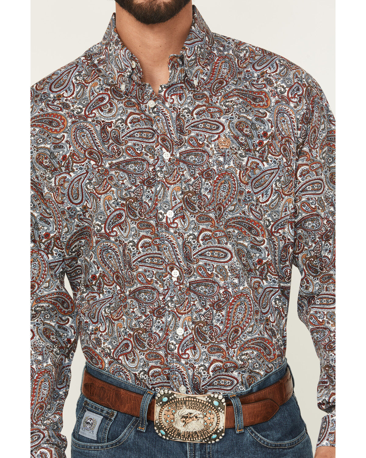 Image #3 - Cinch Men's Paisley Print Long Sleeve Button-Down Western Shirt, Multi, hi-res