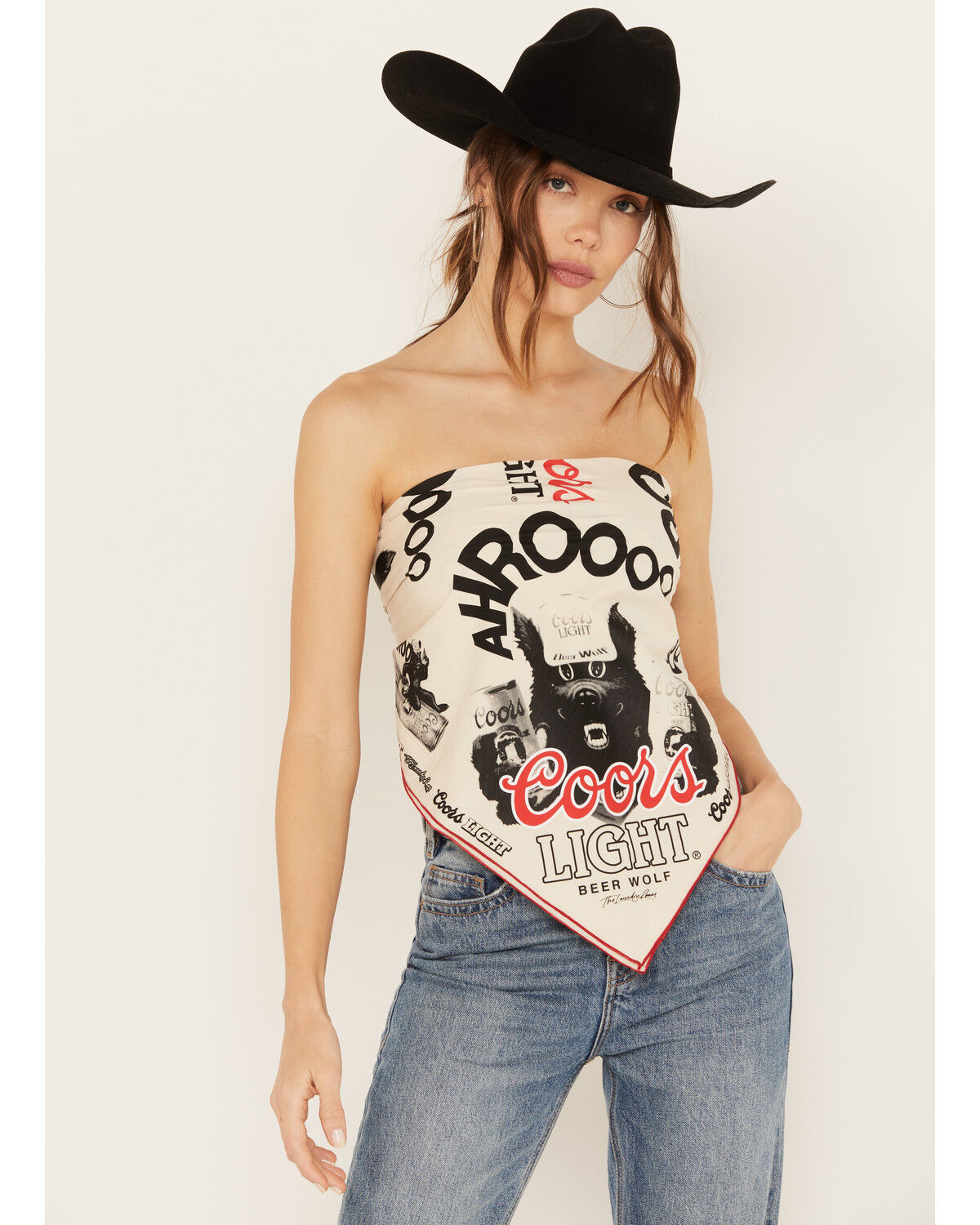 Image #1 - The Laundry Room Women's Coors Light Wolf Bandana Top, White, hi-res