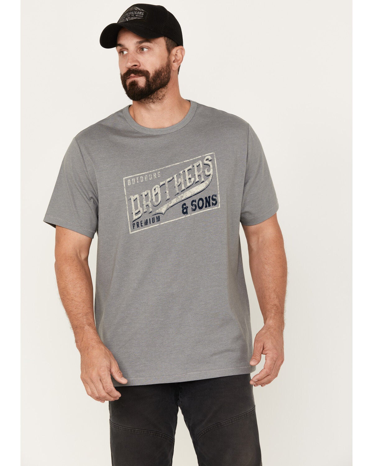 Brothers and Sons Men's Outdoors Logo Short Sleeve Graphic T-Shirt, Medium Grey, hi-res