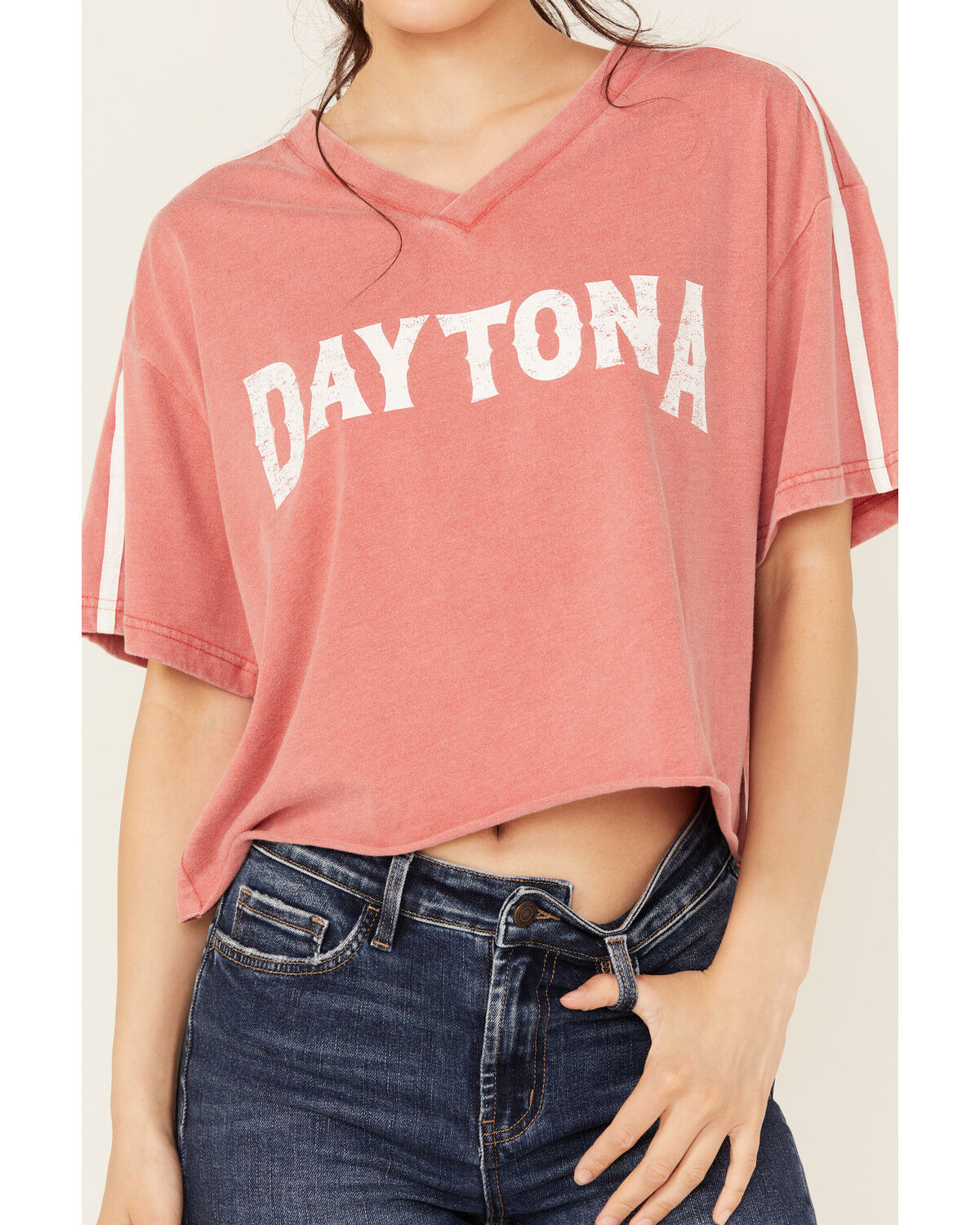 Image #3 - Youth in Revolt Women's Daytona Varsity Short Sleeve Graphic Tee, Red, hi-res