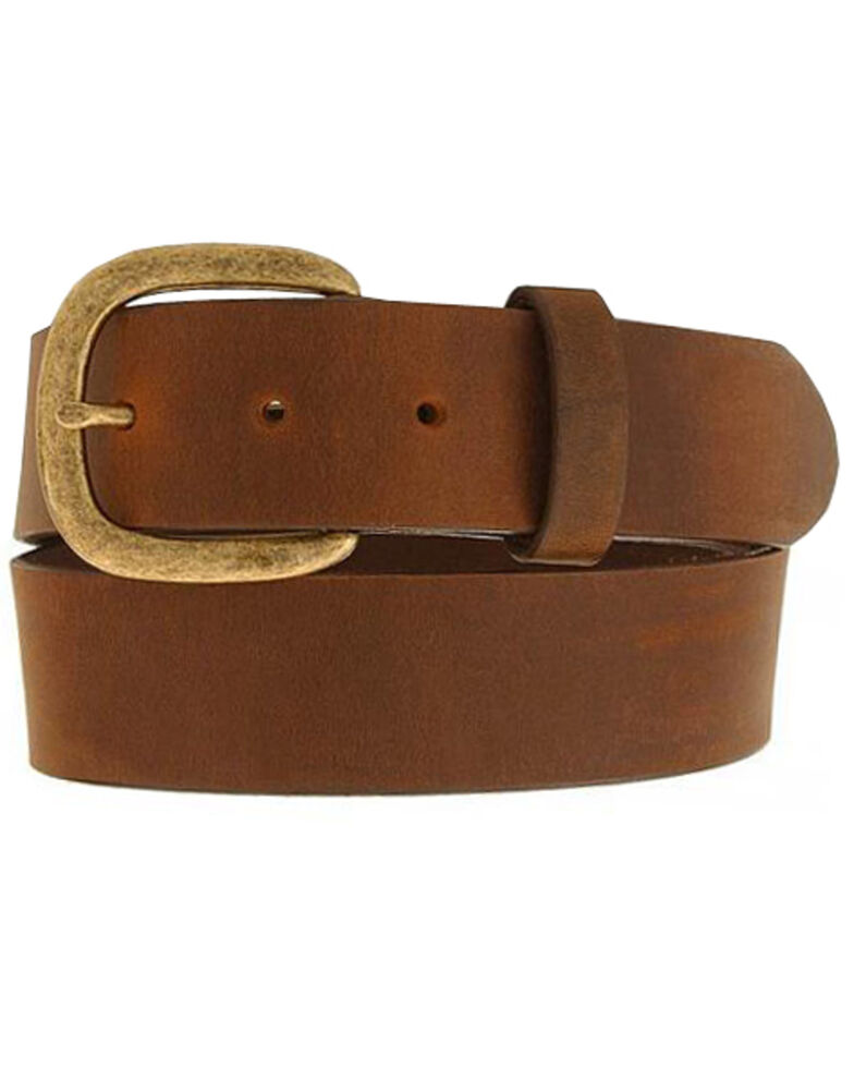 Justin Basic Leather Work Belt - Reg & Big, Bark, hi-res