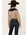Image #4 - Roper Women's Embroidered Yoke Plaid Print Long Sleeve Snap Western Shirt, Brown, hi-res