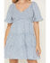 Image #3 - Yura Women's Boot Barn Exclusive Floral Print Smocked Front Tiered Mini Dress, Blue, hi-res