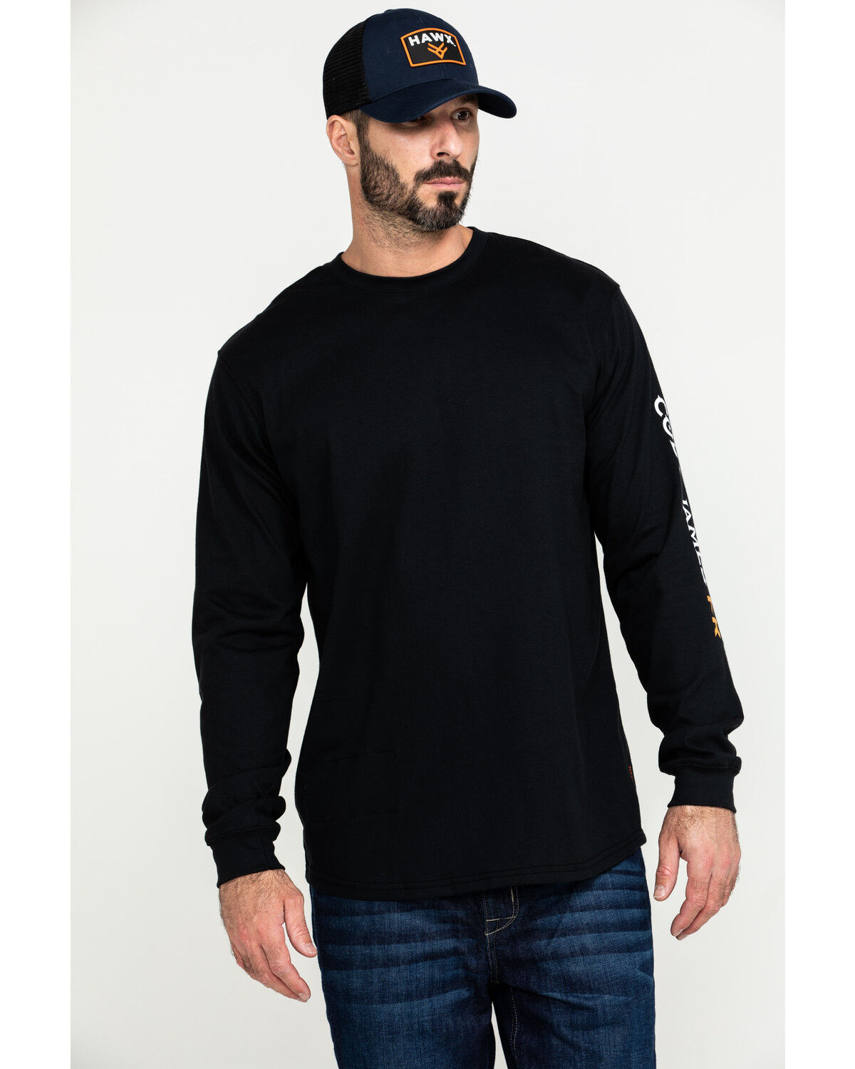 Image #1 - Cody James Men's FR Logo Long Sleeve Stretch Work Shirt, Black, hi-res