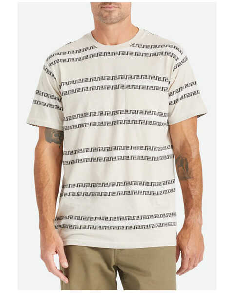 Image #1 - Brixton Men's Hilt Stripe Print Pocket Graphic T-Shirt, Cream, hi-res