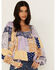 Wrangler Retro Women's Bandana Patchwork Print Long Sleeve Crop Top, Purple, hi-res