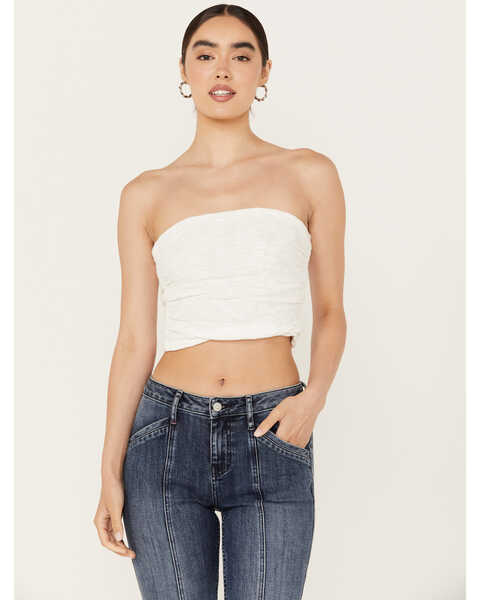 Image #1 - Free People Women's Boulevard Ruched Tube Top, White, hi-res